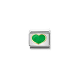 Nomination Composable Link Green Heart, 18K Gold & Enamel