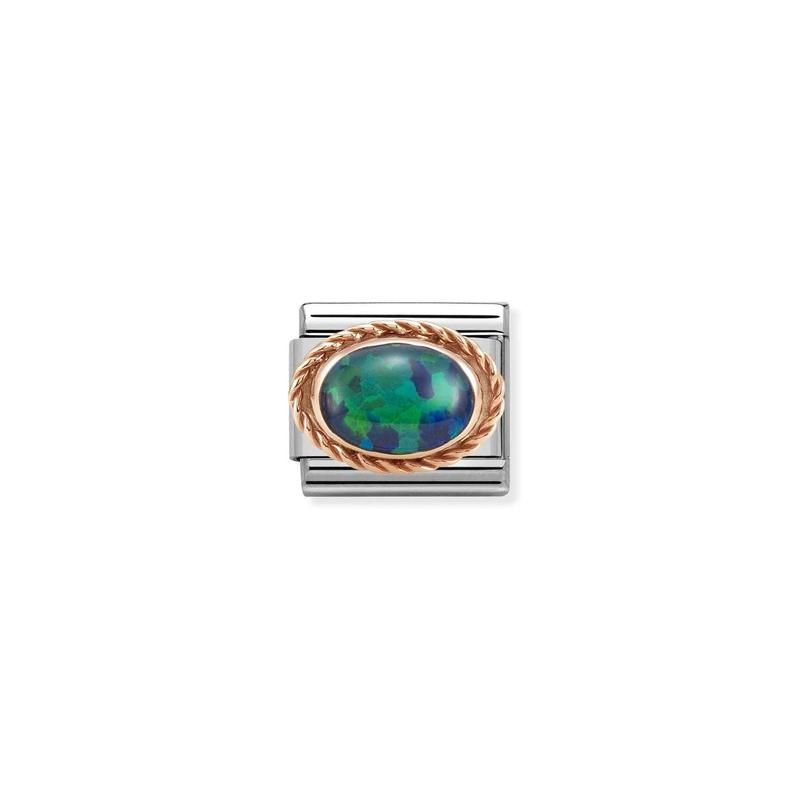 Nomination Composable Link Green Opal Stone, 9K Rose Gold