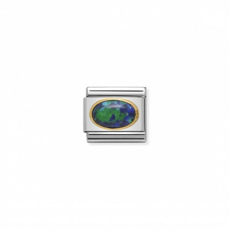 Nomination Composable Link Green Stone, 18K Gold