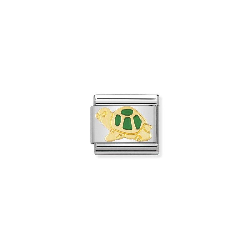 Nomination Composable Link Green Turtle, 18K Gold & Enamel