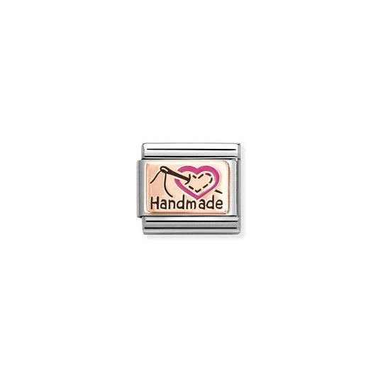 Nomination Composable Link Handmade Heart, 9K Rose Gold & Enamel