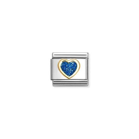 Nomination Composable Link Heart, Blue, 18K Gold & Glitter Enamel
