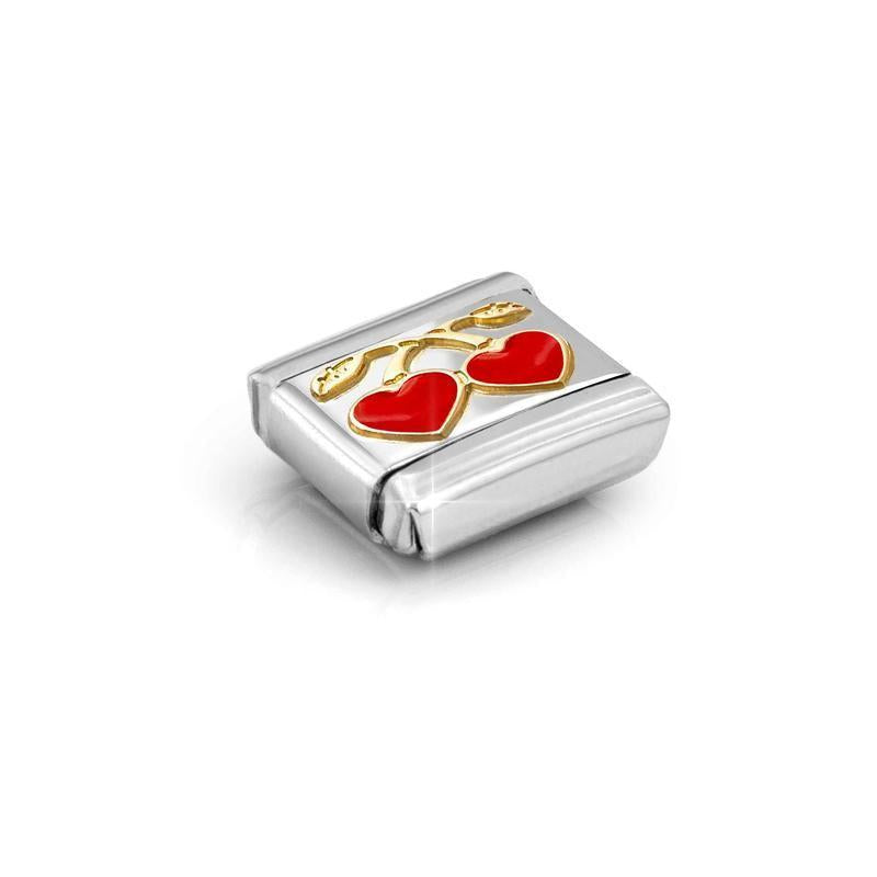 Nomination Composable Link Heart Cherries, 18K Gold & Enamel - angle