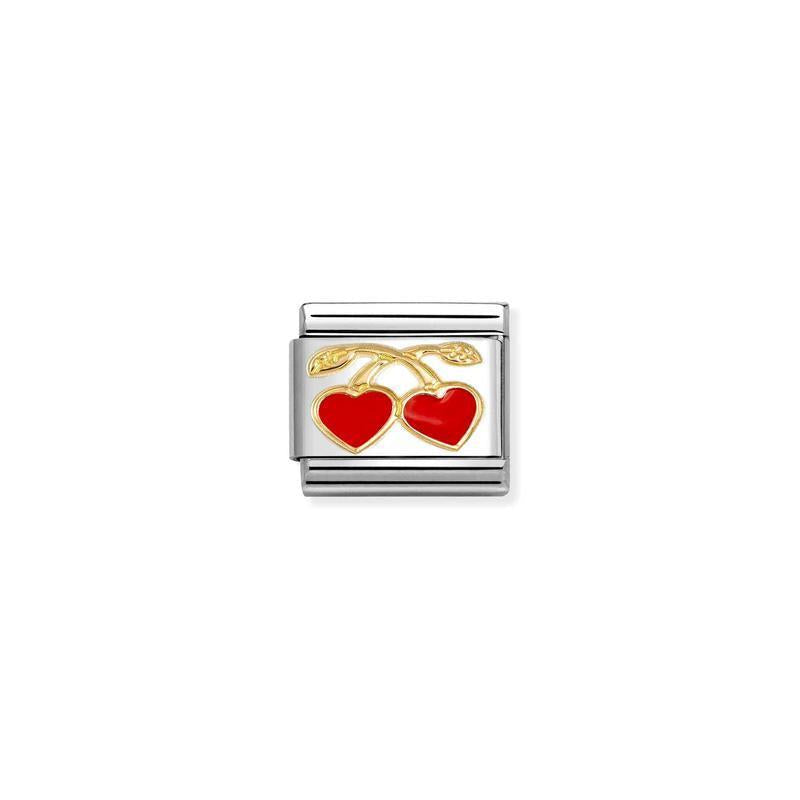 Nomination Composable Link Heart Cherries, 18K Gold & Enamel - front