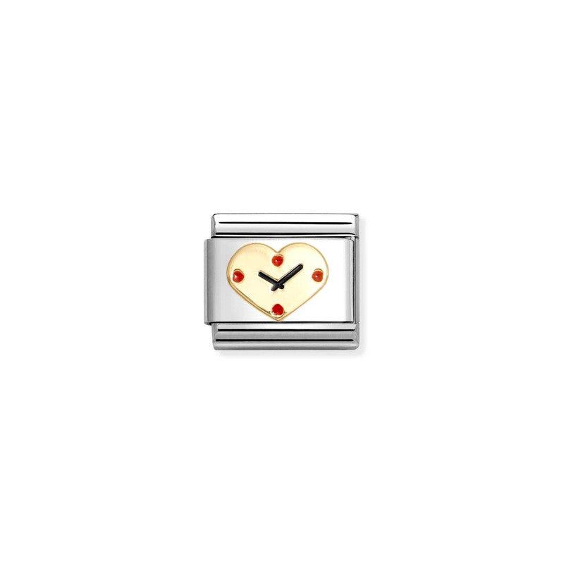 Nomination Composable Link Heart, Clock, 18K Gold & Enamel