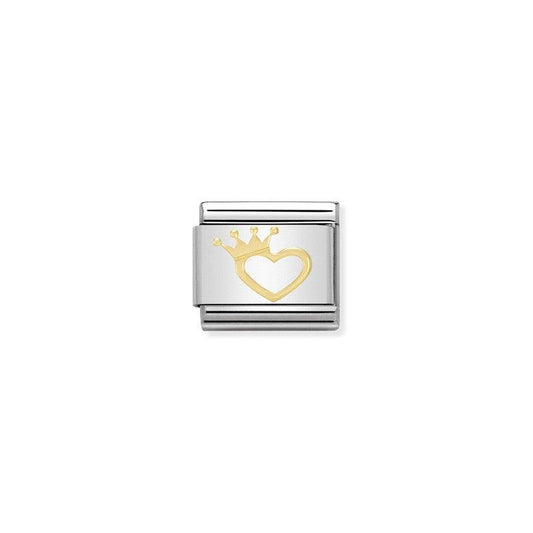 Nomination Composable Link Heart, Crown, 18K Gold