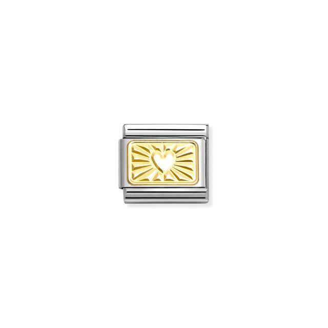 Nomination Composable Link Heart, Etched, 18K Gold