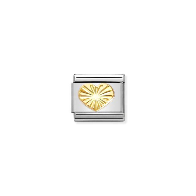 Nomination Composable Link Heart, Etched, 18K Gold