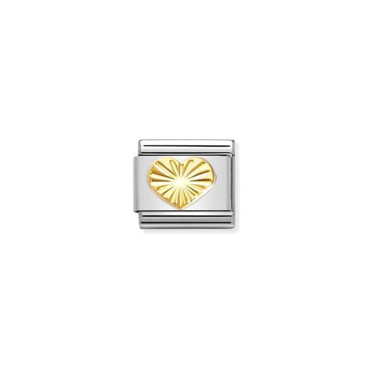 Nomination Composable Link Heart, Etched, 18K Gold