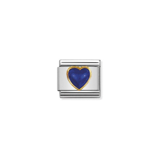 Nomination Composable Link Heart, Lapis Lazuli Stone, 18K Gold