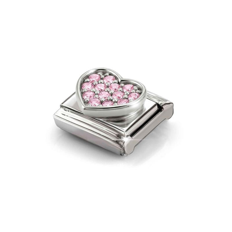 Nomination Composable Link Heart, Pink Stones, 925 Sterling Silver