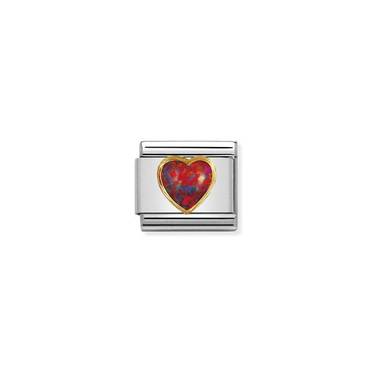 Nomination Composable Link Heart, Red Opal Stone, 18K Gold