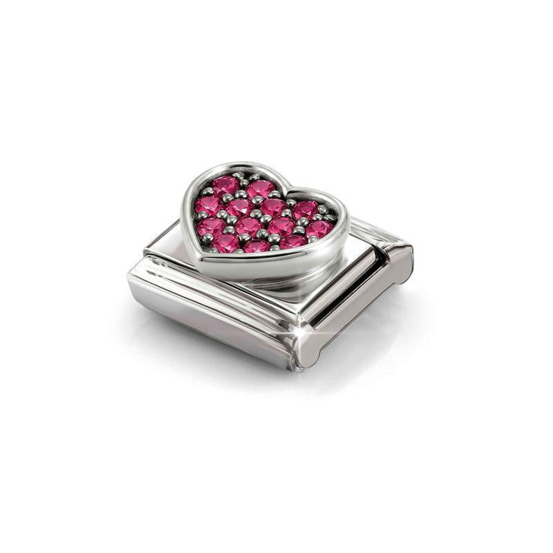 Nomination Composable Link Heart, Red Stones, 925 Sterling Silver