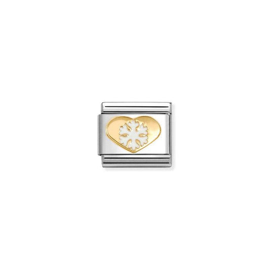 Nomination Composable Link Heart with Snowflake, 18K Gold & Enamel