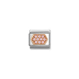 Nomination Composable Link Hexagon, Pink Pave, Cubic Zirconia, 9K Rose Gold