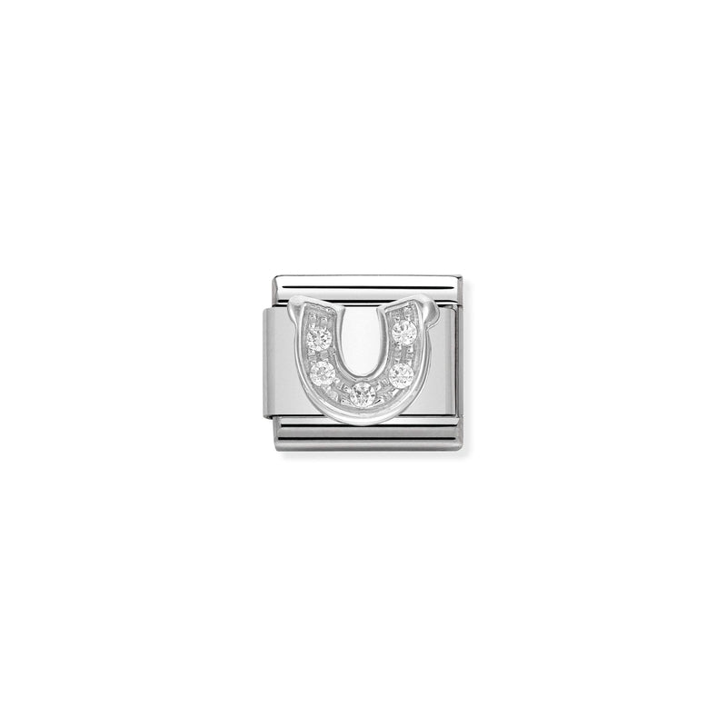Nomination Composable Link Horseshoe, Cubic Zirconia, Silver