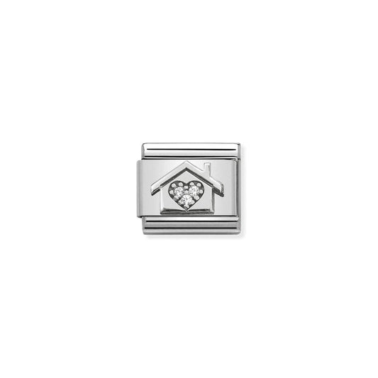 Nomination Composable Link House, Cubic Zirconia, Heart, Silver