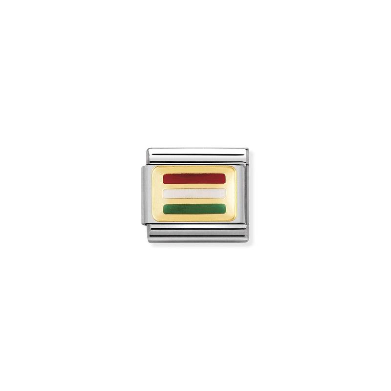 Nomination Composable Link Hungary Flag, 18K Gold & Enamel