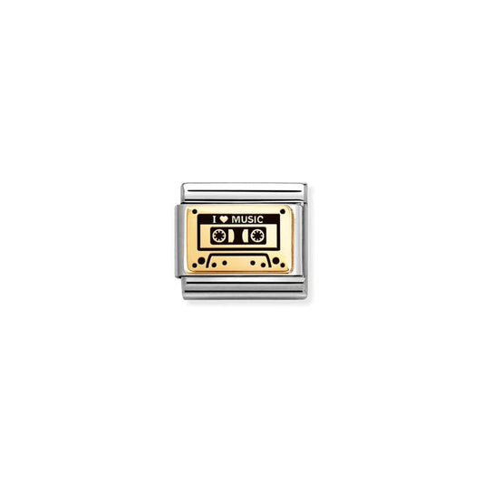 Nomination Composable Link I Love Music Audio Cassette, 18K Gold