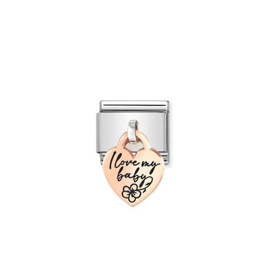 Nomination Composable Link I Love My Baby Hanging Charm, 9K Rose Gold