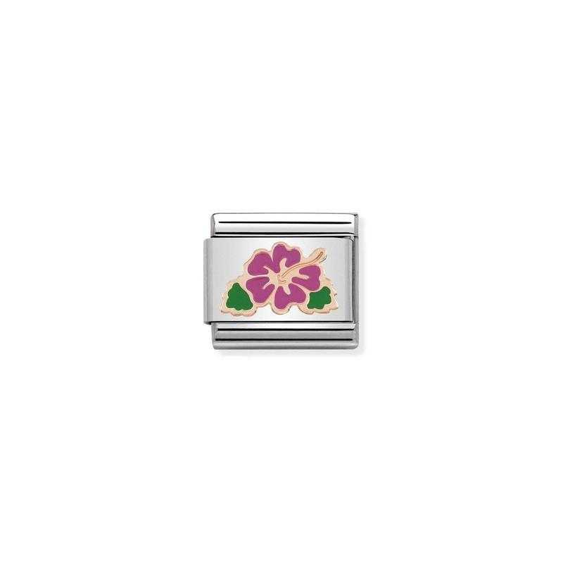 Nomination Composable Link Ibiscus, 9K Rose Gold & Enamel