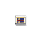 Nomination Composable Link Iceland Flag, 18K Gold & Enamel