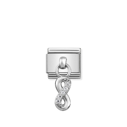 Nomination Composable Link Infinity Hanging Charm, Cubic Zirconia, Silver