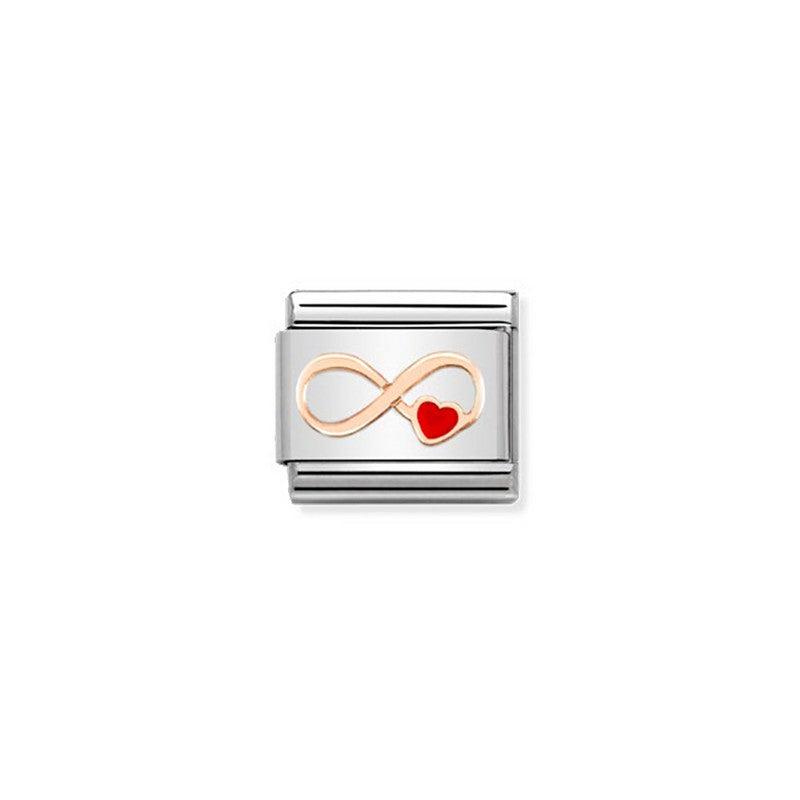 Nomination Composable Link Infinity Red Heart, 9K Rose Gold & Enamel