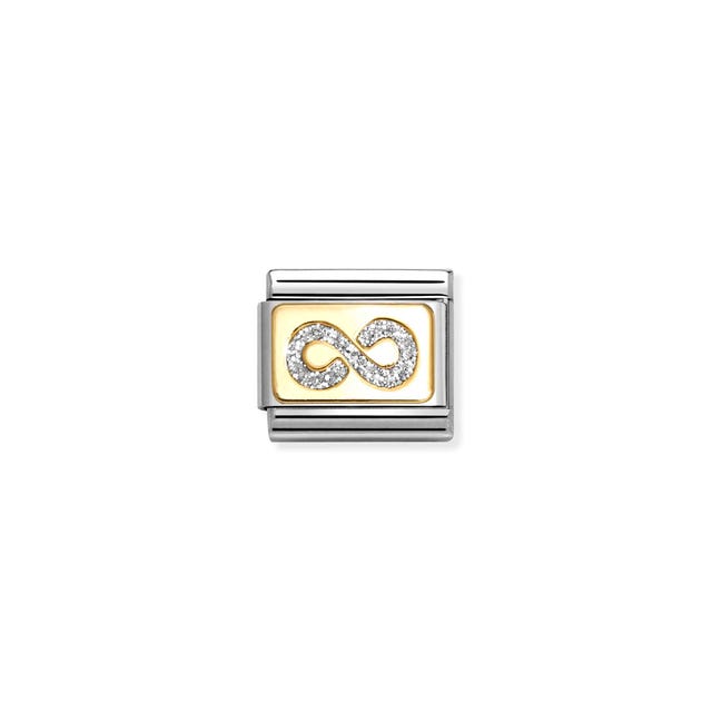 Nomination Composable Link Infinity, Silver, 18K Gold & Glitter Enamel