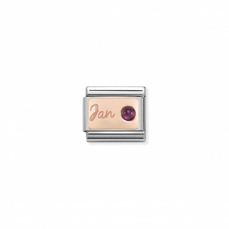 Nomination Composable Link January, Garnet Stone, 9K Rose Gold