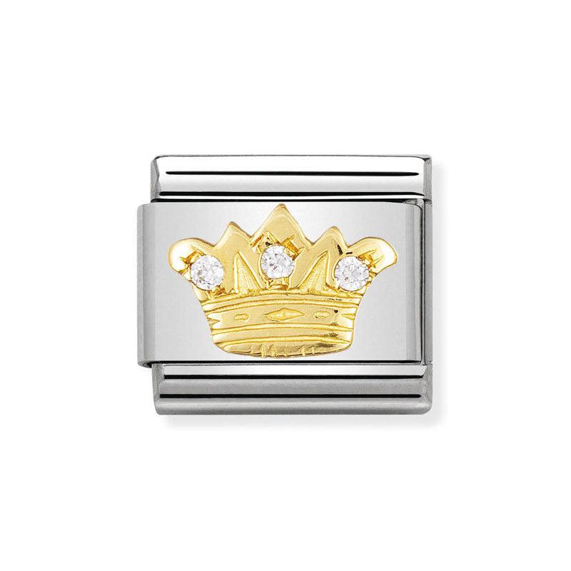 Nomination Composable Link King Crown, Cubic Zirconia, 18K Gold