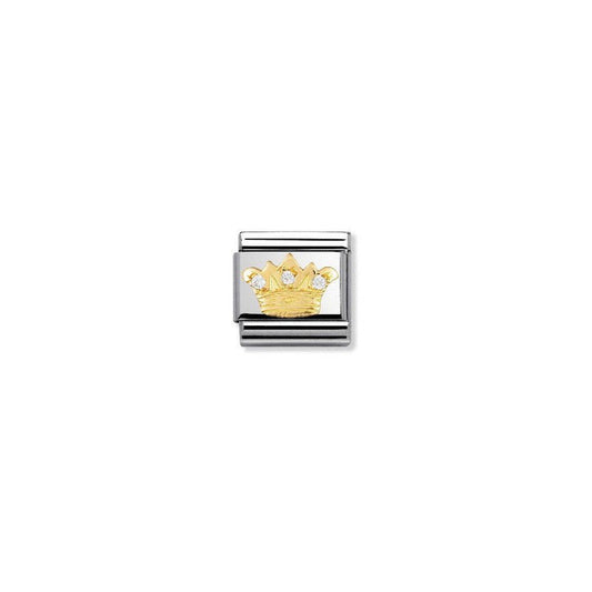 Nomination Composable Link King Crown, Cubic Zirconia, 18K Gold