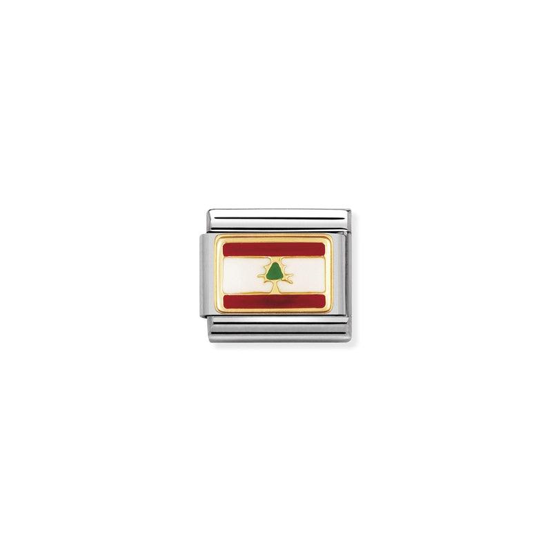 Nomination Composable Link Lebanon Flag, 18K Gold & Enamel