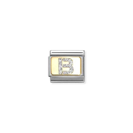 Nomination Composable Link Letter B, 18K Gold & Glitter Enamel