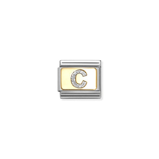 Nomination Composable Link Letter C, 18K Gold & Glitter Enamel
