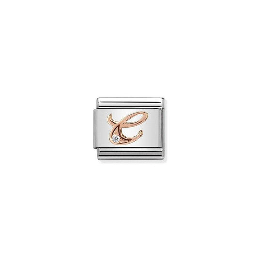 Nomination Composable Link Letter C, Cubic Zirconia, 9K Rose Gold