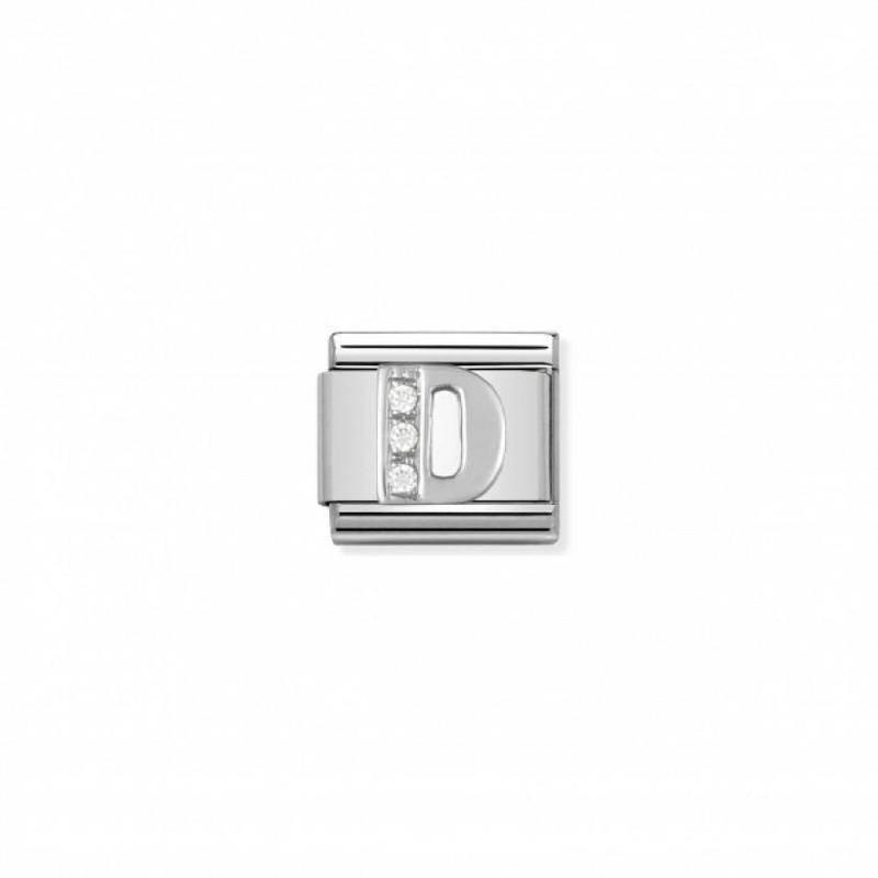 Nomination Composable Link Letter D, Cubic Zirconia, Silver