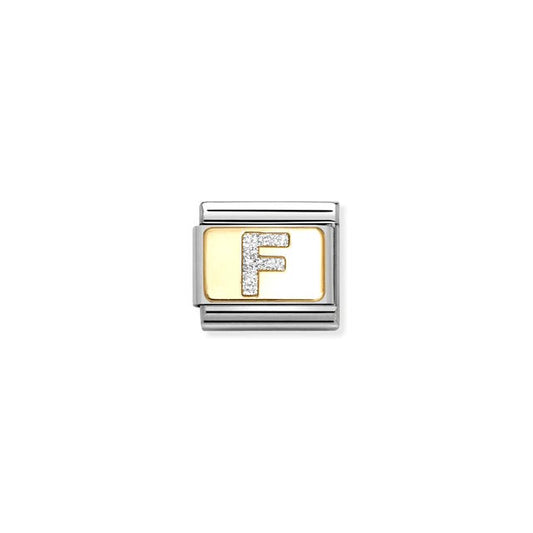 Nomination Composable Link Letter F, 18K Gold & Glitter Enamel