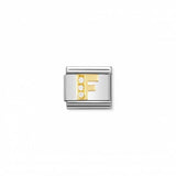 Nomination Composable Link Letter F, Cubic Zirconia, 18K Gold
