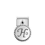 Nomination Composable Link Letter H Hanging Charm, Cubic Zirconia, Silver