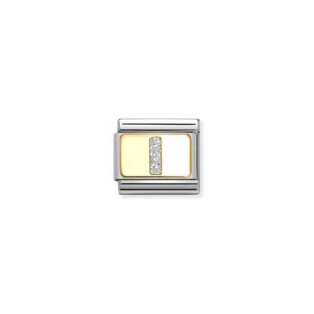 Nomination Composable Link Letter I, 18K Gold & Glitter Enamel