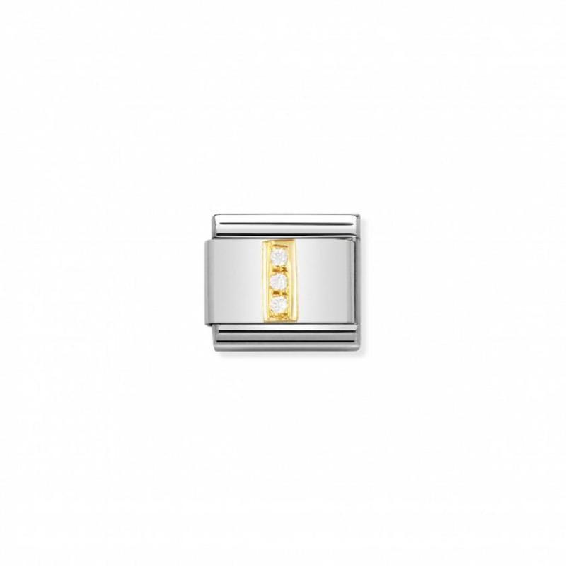 Nomination Composable Link Letter I, Cubic Zirconia, 18K Gold
