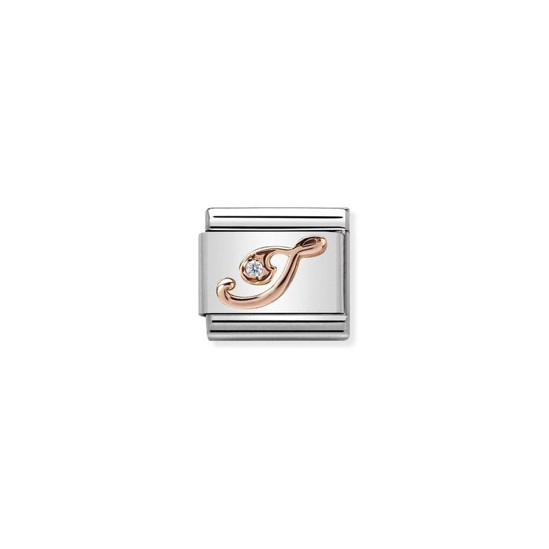 Nomination Composable Link Letter I, Cubic Zirconia, 9K Rose Gold