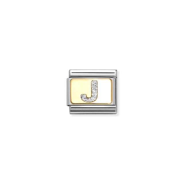 Nomination Composable Link Letter J, 18K Gold & Glitter Enamel