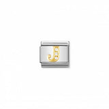 Nomination Composable Link Letter J, Cubic Zirconia, 18K Gold