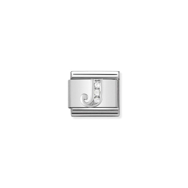 Nomination Composable Link Letter J, Cubic Zirconia, Silver