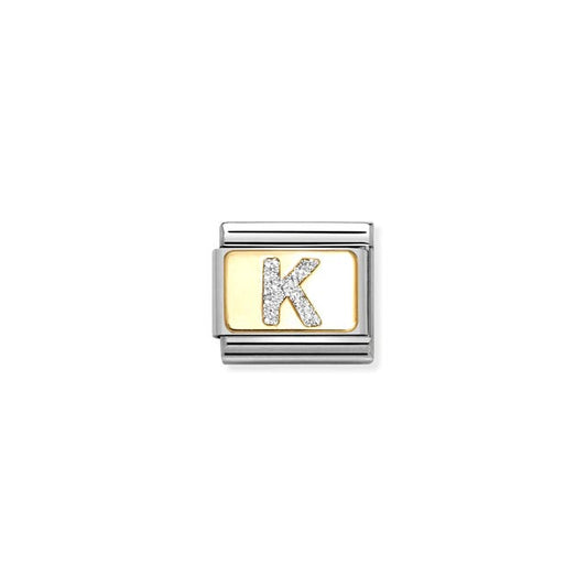 Nomination Composable Link Letter K, 18K Gold & Glitter Enamel