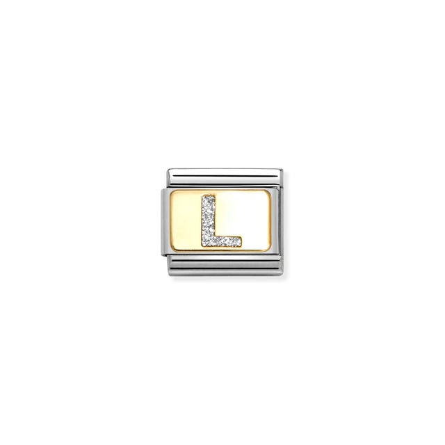 Nomination Composable Link Letter L, 18K Gold & Glitter Enamel