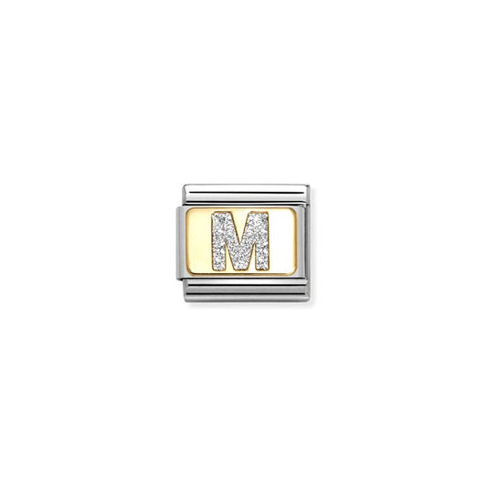 Nomination Composable Link Letter M, 18K Gold & Glitter Enamel