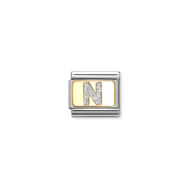 Nomination Composable Link Letter N, 18K Gold & Glitter Enamel